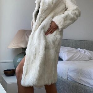 Vintage white rabbit coat . natural fur small size good brand: diesel